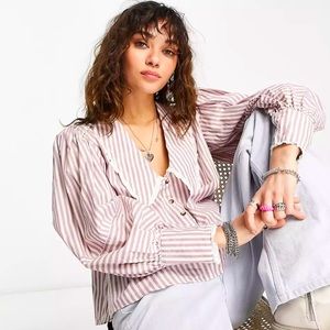 Free People Bexley Stripe Top in Brown Combo